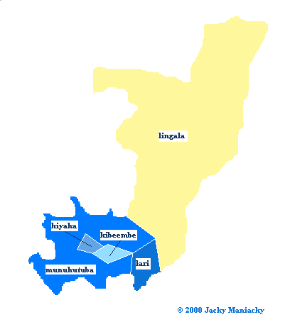 Carte des langues nationales et de quelques autres langues du Congo-Brazzaville